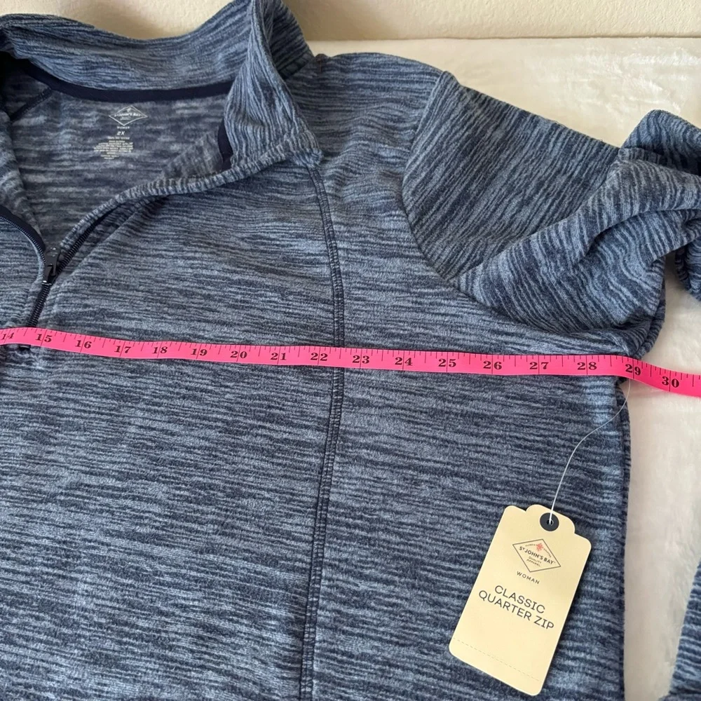 Women's St. John's Bay Active Quarter Zip Fleece Pullover w/front pockets 2X NWT